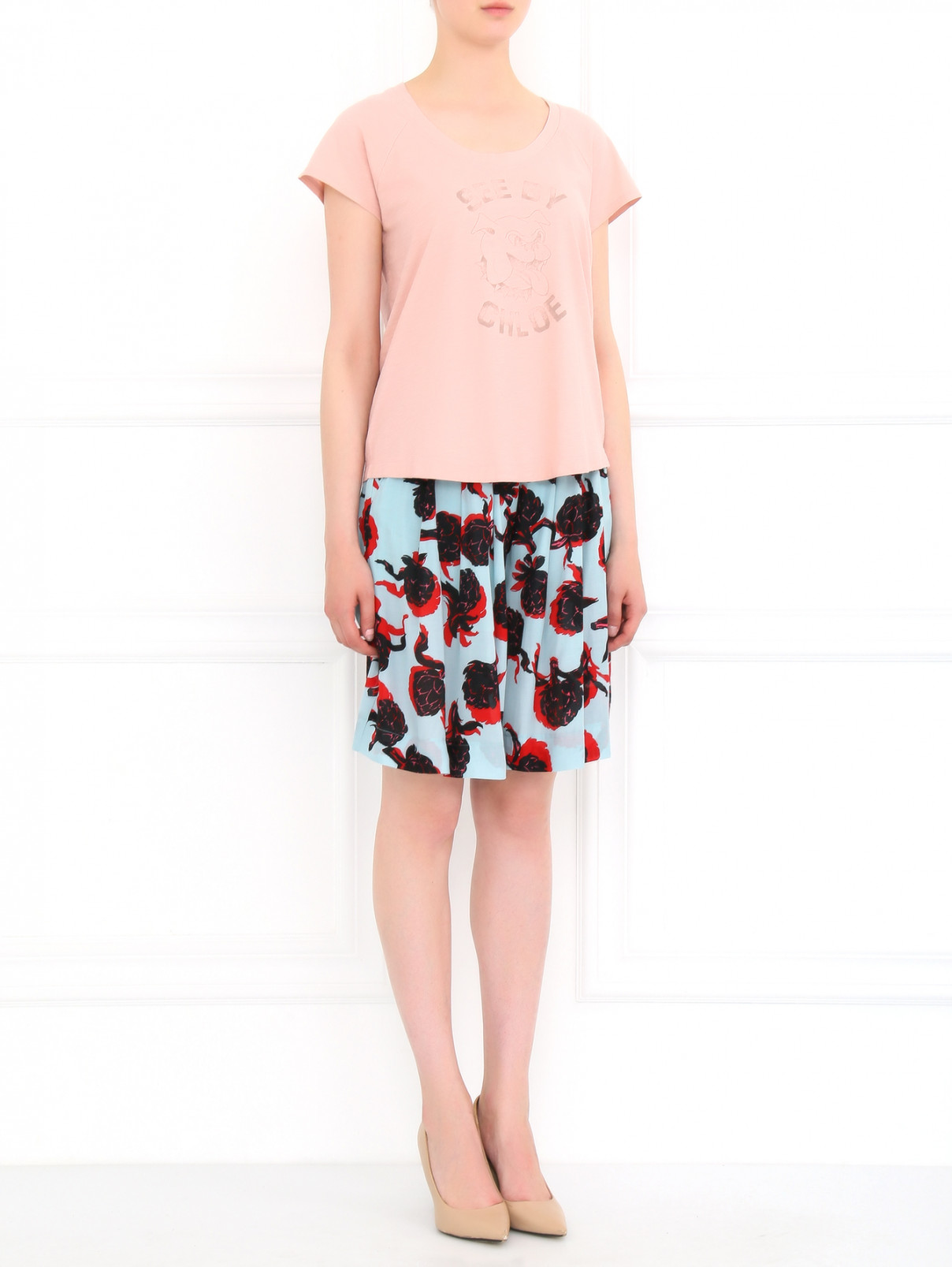 Свободные шорты с цветочным узором See by Chloe  –  Модель Общий вид  – Цвет:  Зеленый