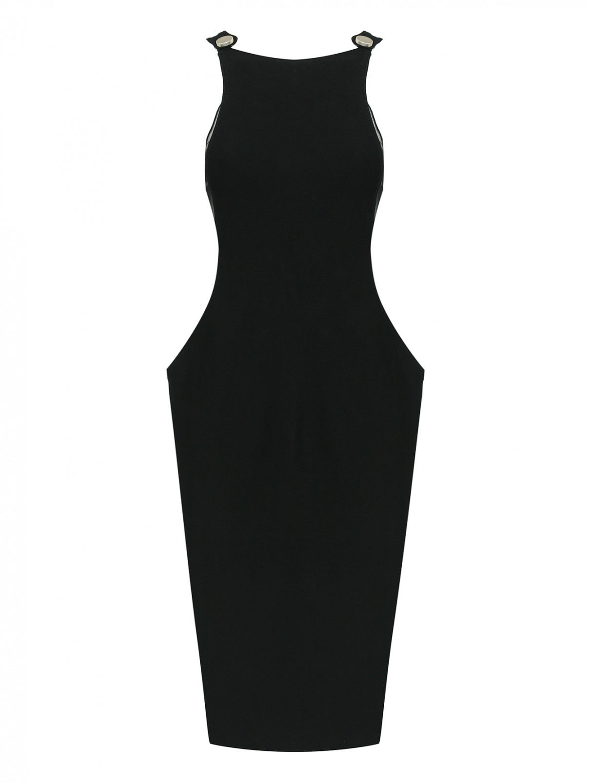 Трикотажное платье с прозрачными вставками Philosophy di Lorenzo Serafini  –  Общий вид  – Цвет:  Черный