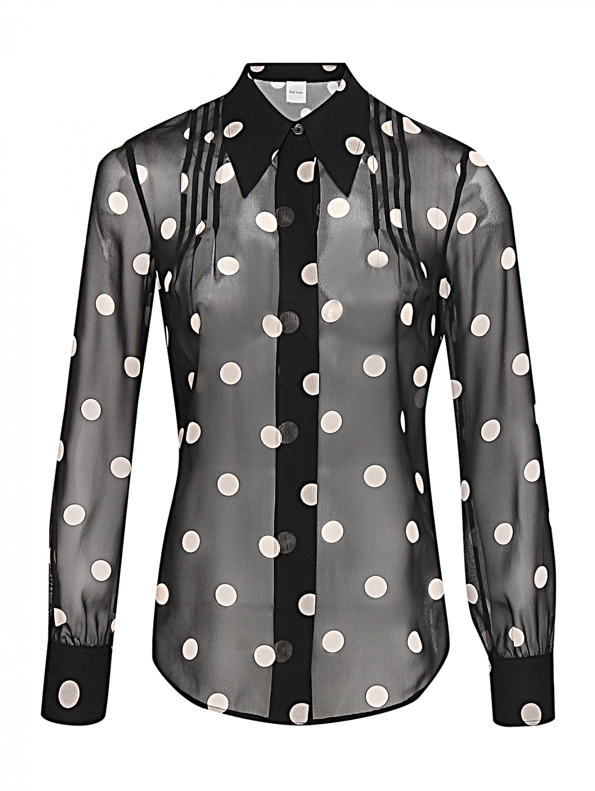 Блуза из шелка с узором горох Paul Smith  –  Общий вид  – Цвет:  Черный