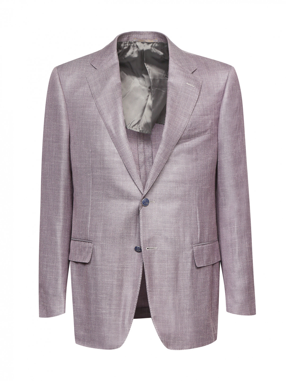 Пиджак однобортный из шерсти и шелка Corneliani  –  Общий вид  – Цвет:  Фиолетовый