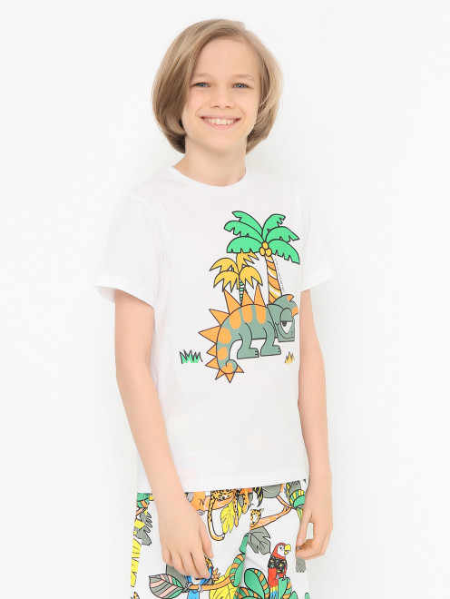 Хлопковая футболка с коротким рукавом - МодельВерхНиз