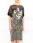 Платье свободного фасона из шелка с узором декорированное пайетками Jean Paul Gaultier  –  Модель Верх-Низ