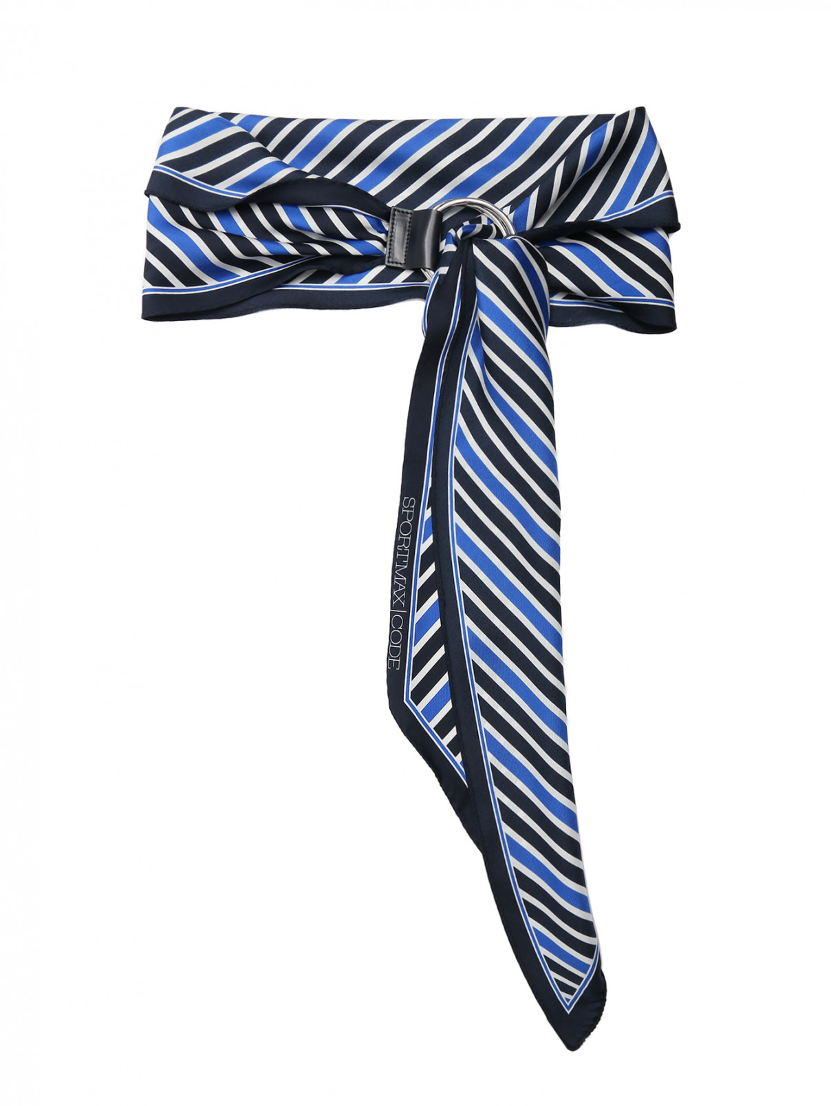 Пояс шелковый в полоску Sportmax  –  Общий вид  – Цвет:  Синий