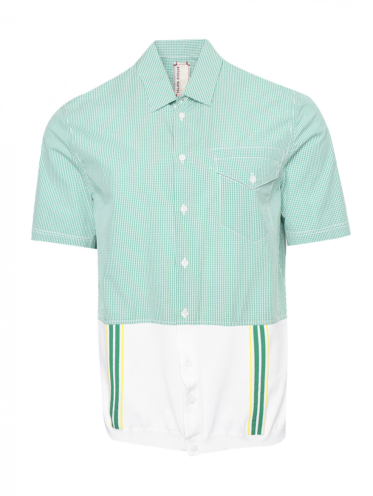 Рубашка с контрастными вставками Antonio Marras  –  Общий вид  – Цвет:  Зеленый