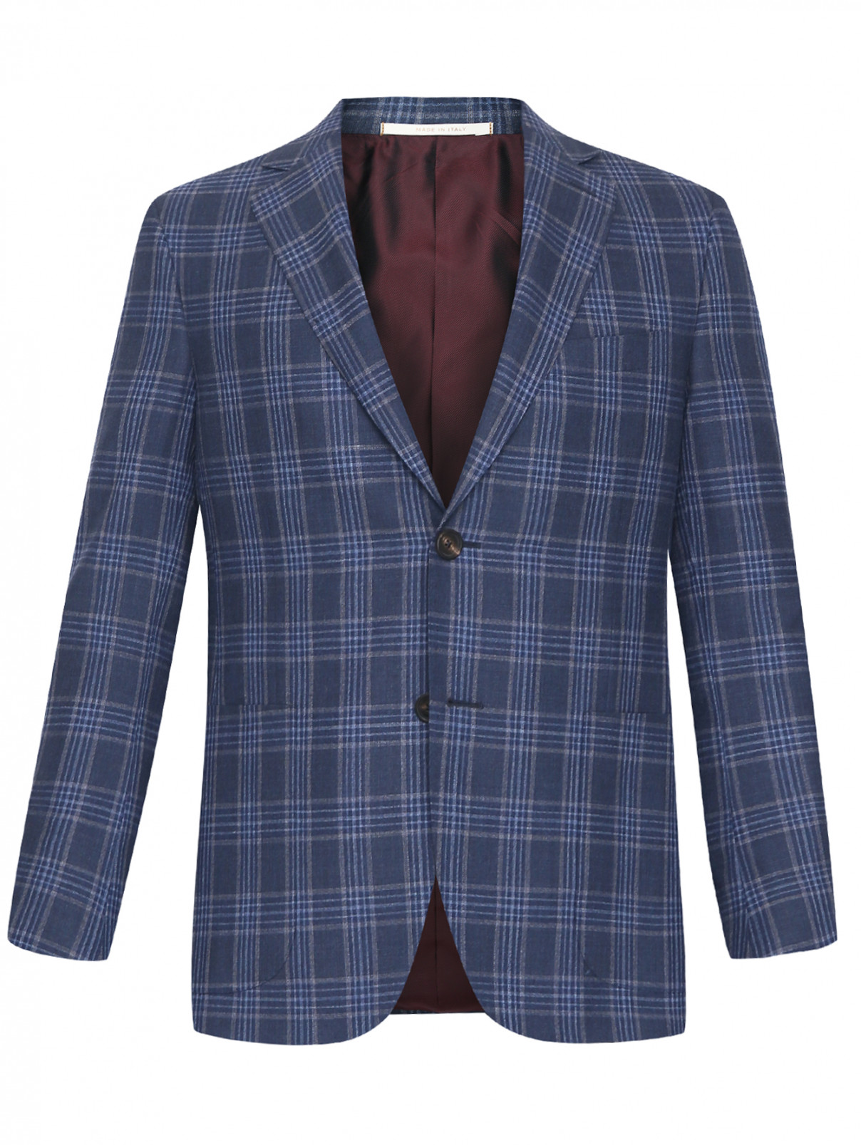 Пиджак из шерсти с узором Pal Zileri  –  Общий вид  – Цвет:  Синий