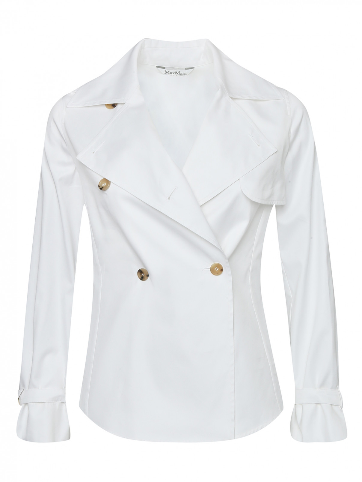 Блуза из хлопка и шелка с двубортной застежкой Max Mara  –  Общий вид  – Цвет:  Белый