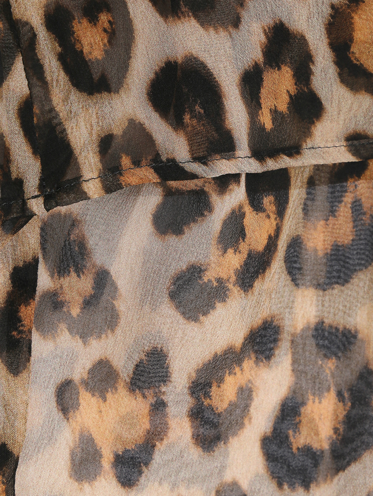 Блуза из шелка с анималистичным узором Etro  –  Деталь  – Цвет:  Коричневый