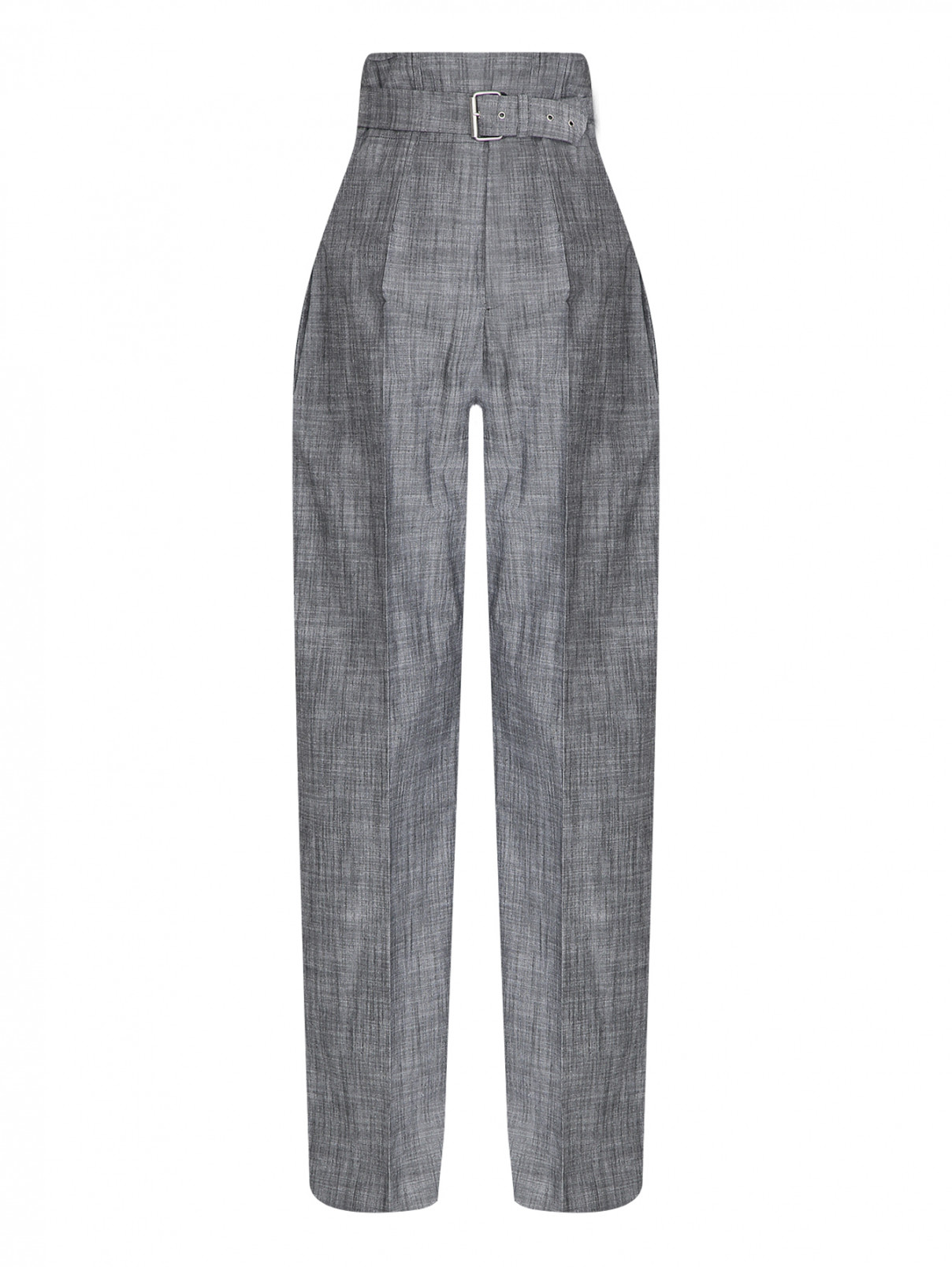 Широкие брюки из хлопка с поясом Philosophy di Lorenzo Serafini  –  Общий вид  – Цвет:  Серый
