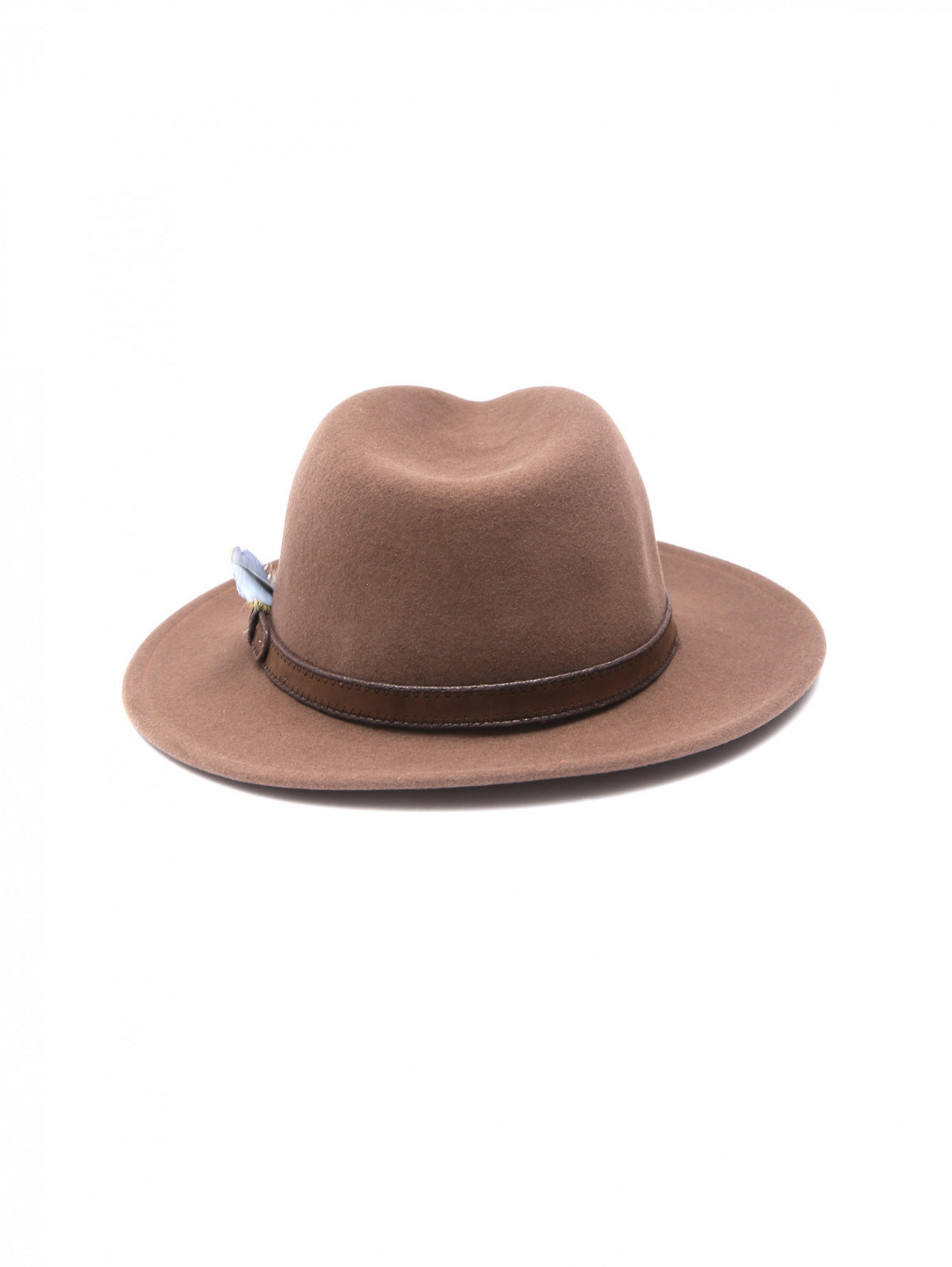 Шляпа из шерсти с декоративным пером Stetson  –  Обтравка2  – Цвет:  Коричневый