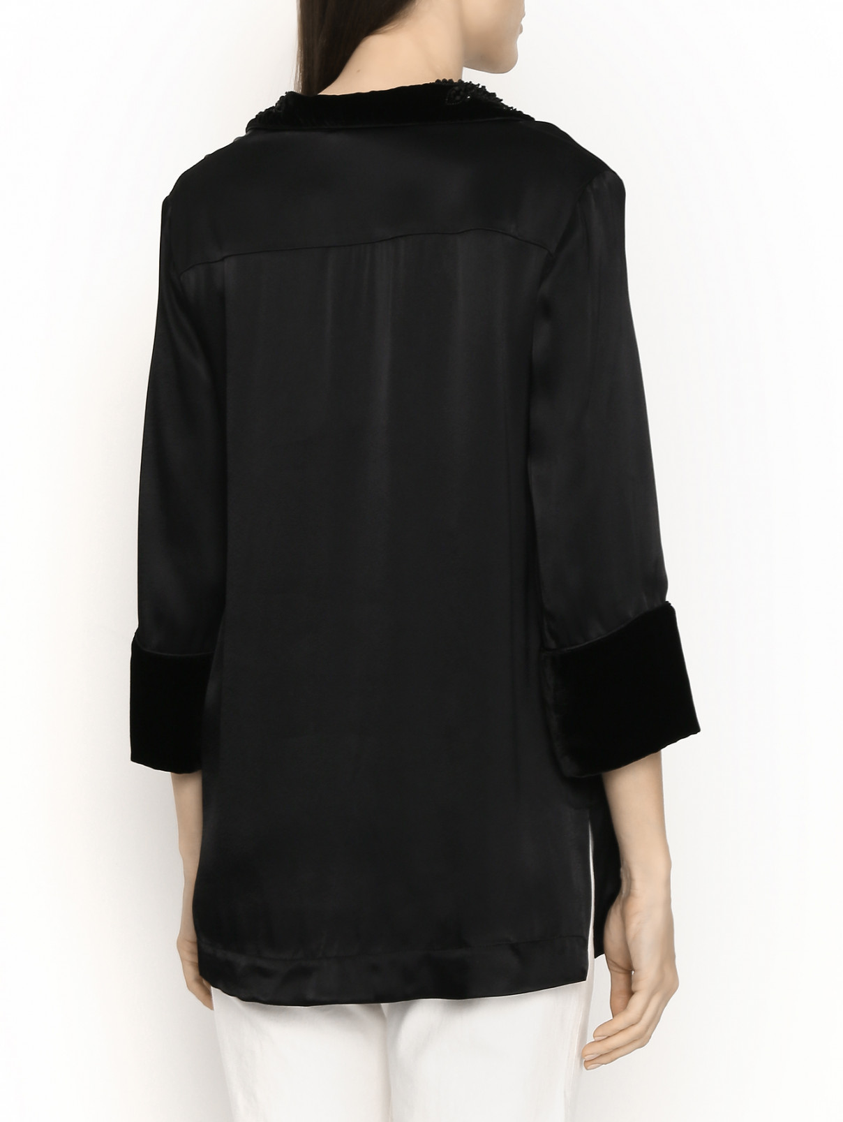 Комбинированная блуза с кристаллами Ermanno Ermanno Scervino  –  МодельВерхНиз1  – Цвет:  Черный