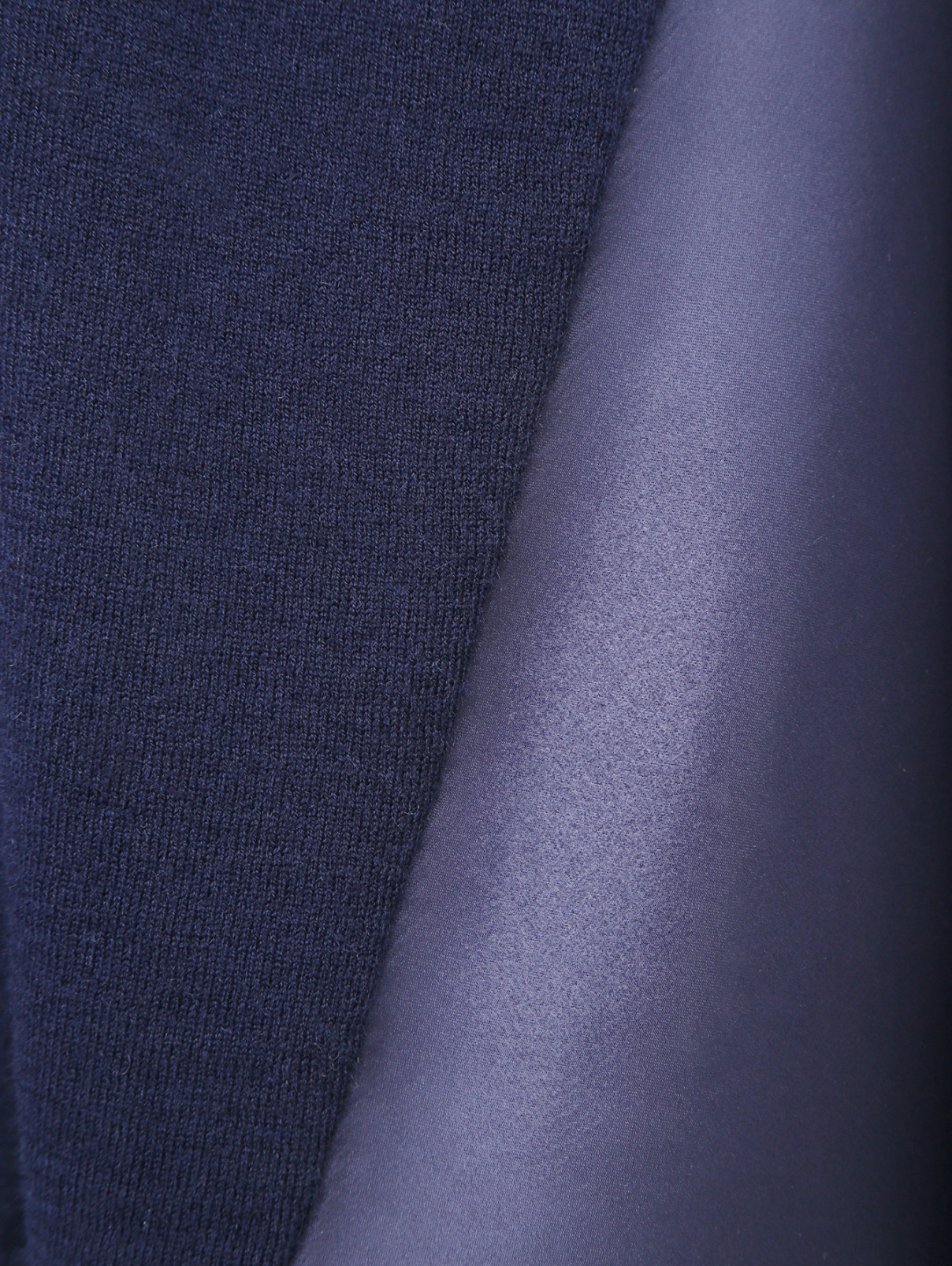 Джемпер свободного кроя с шелковой вставкой Tara Jarmon  –  Деталь1  – Цвет:  Синий