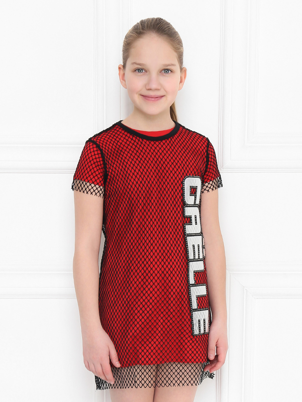 Платье трикотажное с сеткой Gaelle  –  МодельВерхНиз  – Цвет:  Красный