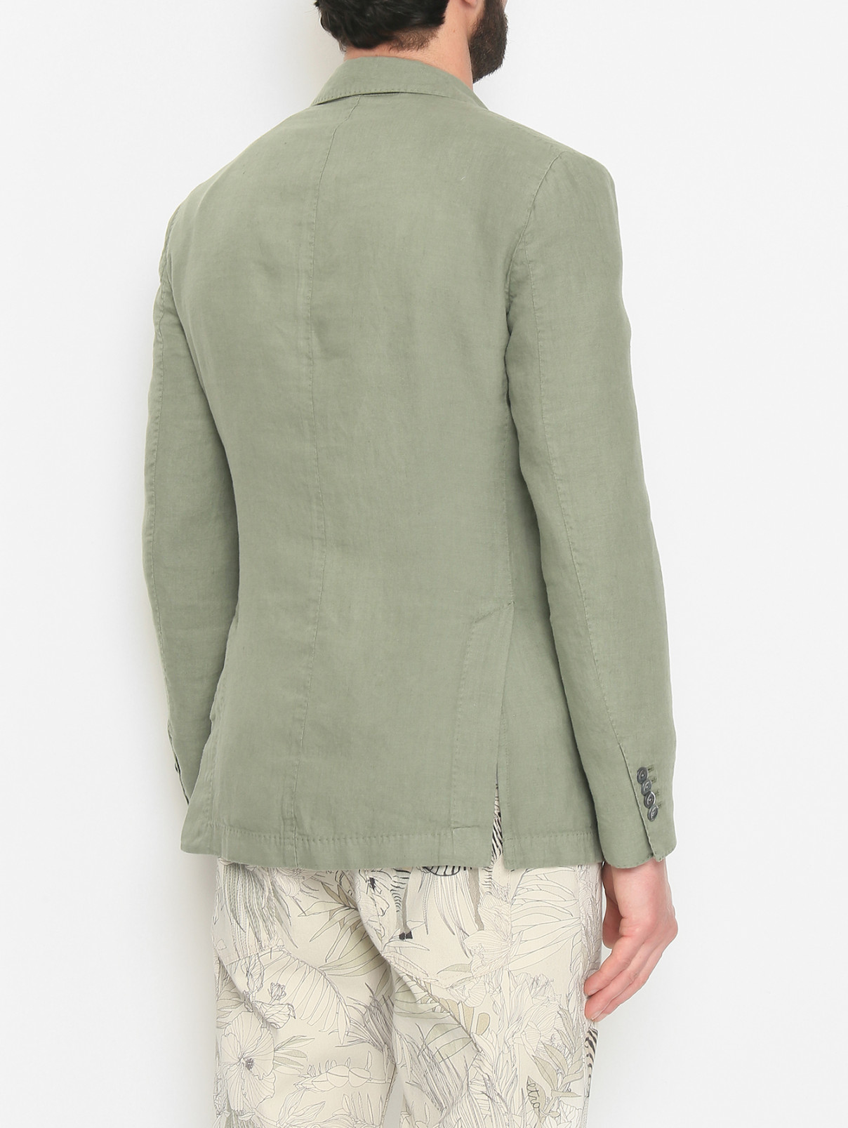 Пиджак из льна с карманами LARDINI  –  МодельВерхНиз2  – Цвет:  Зеленый