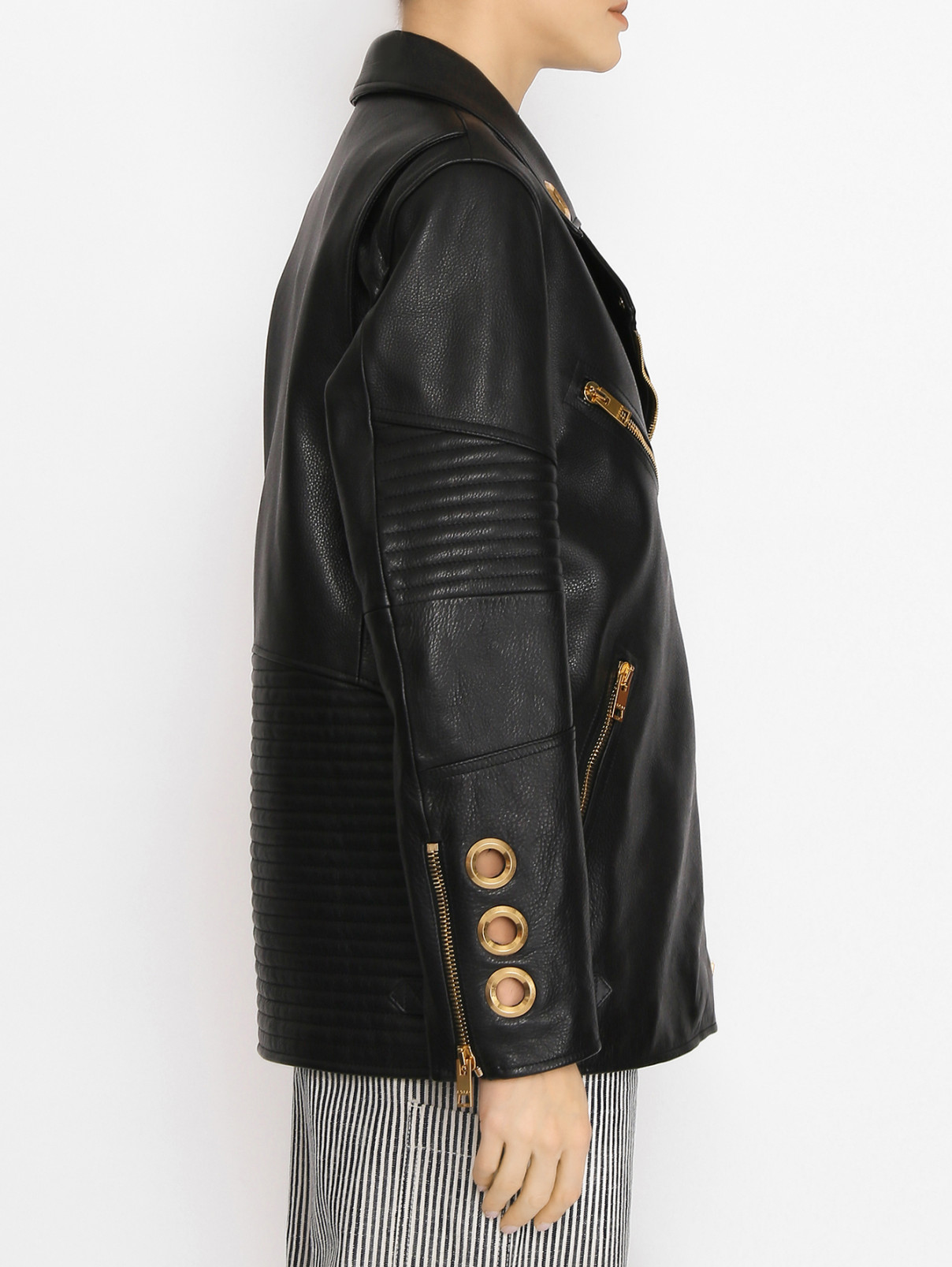 Кожаная куртка на молнии с карманами Etro  –  МодельВерхНиз2  – Цвет:  Черный