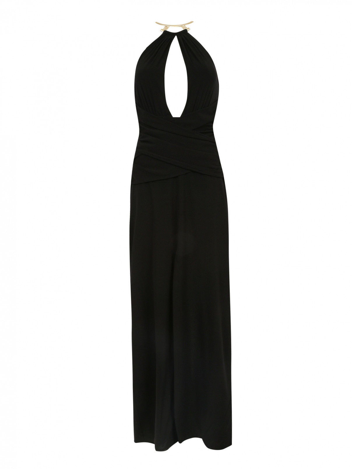 Платье из шелка с драпировкой и вырезом La Perla  –  Общий вид  – Цвет:  Черный