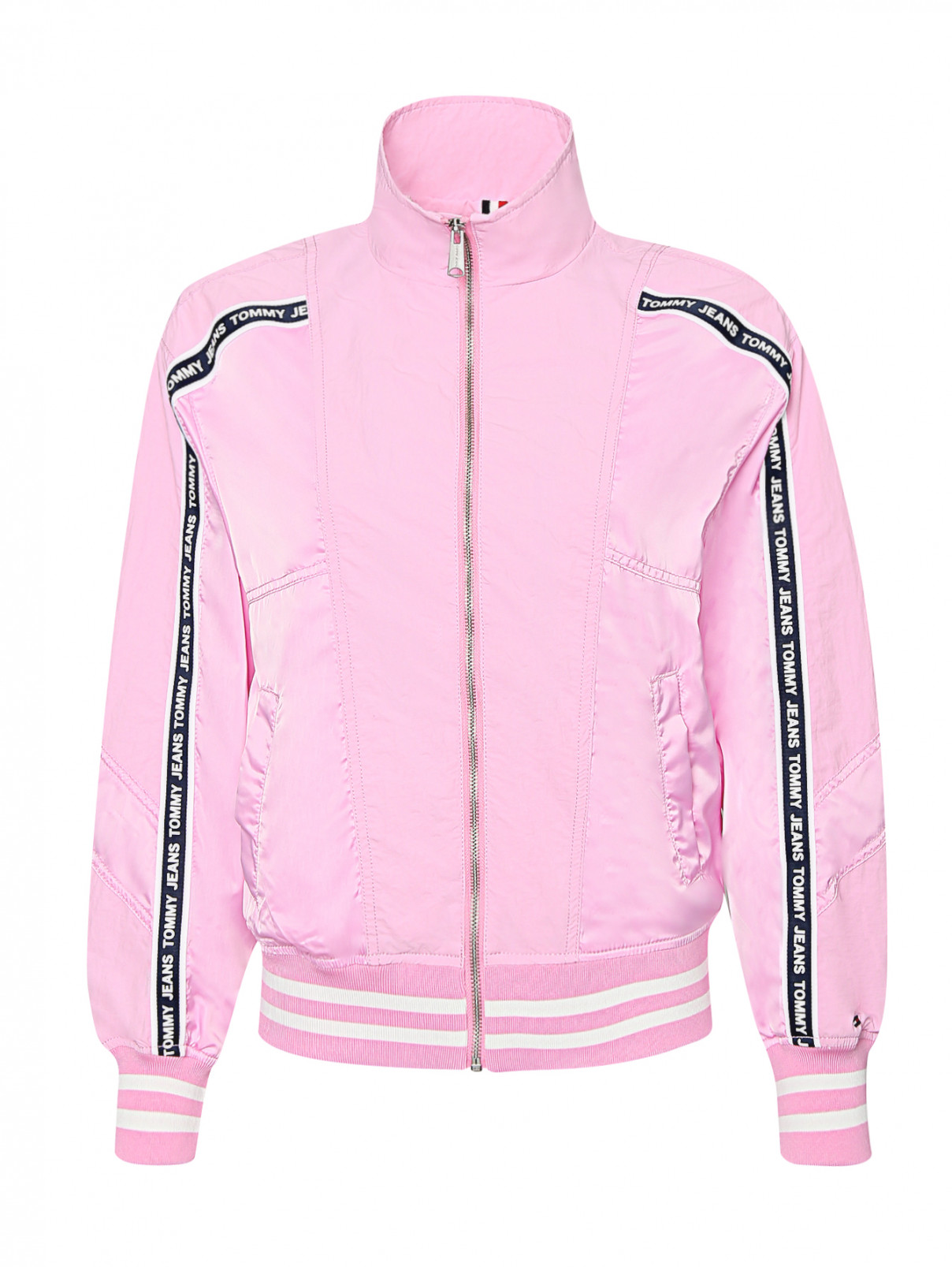 Куртка на молнии с контрастной отделкой Tommy Jeans  –  Общий вид  – Цвет:  Розовый