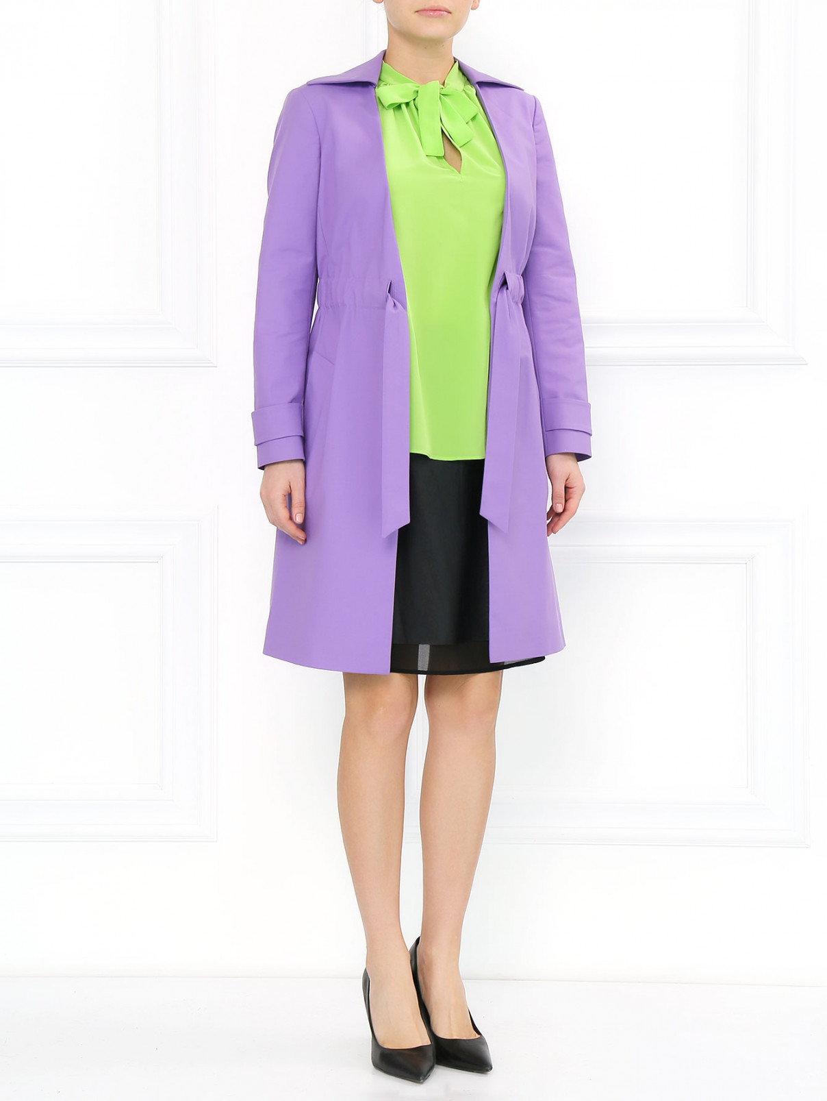 Блуза из шелка с бантом Moschino Cheap&Chic  –  Модель Общий вид  – Цвет:  Зеленый