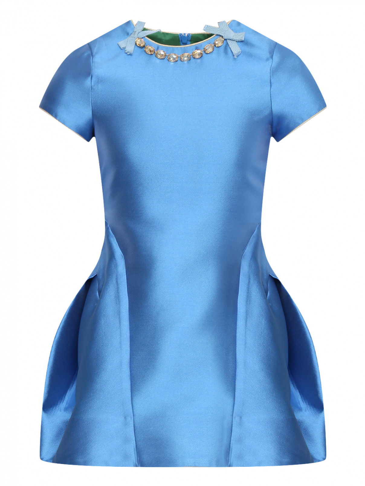 Платье декорированное камнями MiMiSol  –  Общий вид  – Цвет:  Синий
