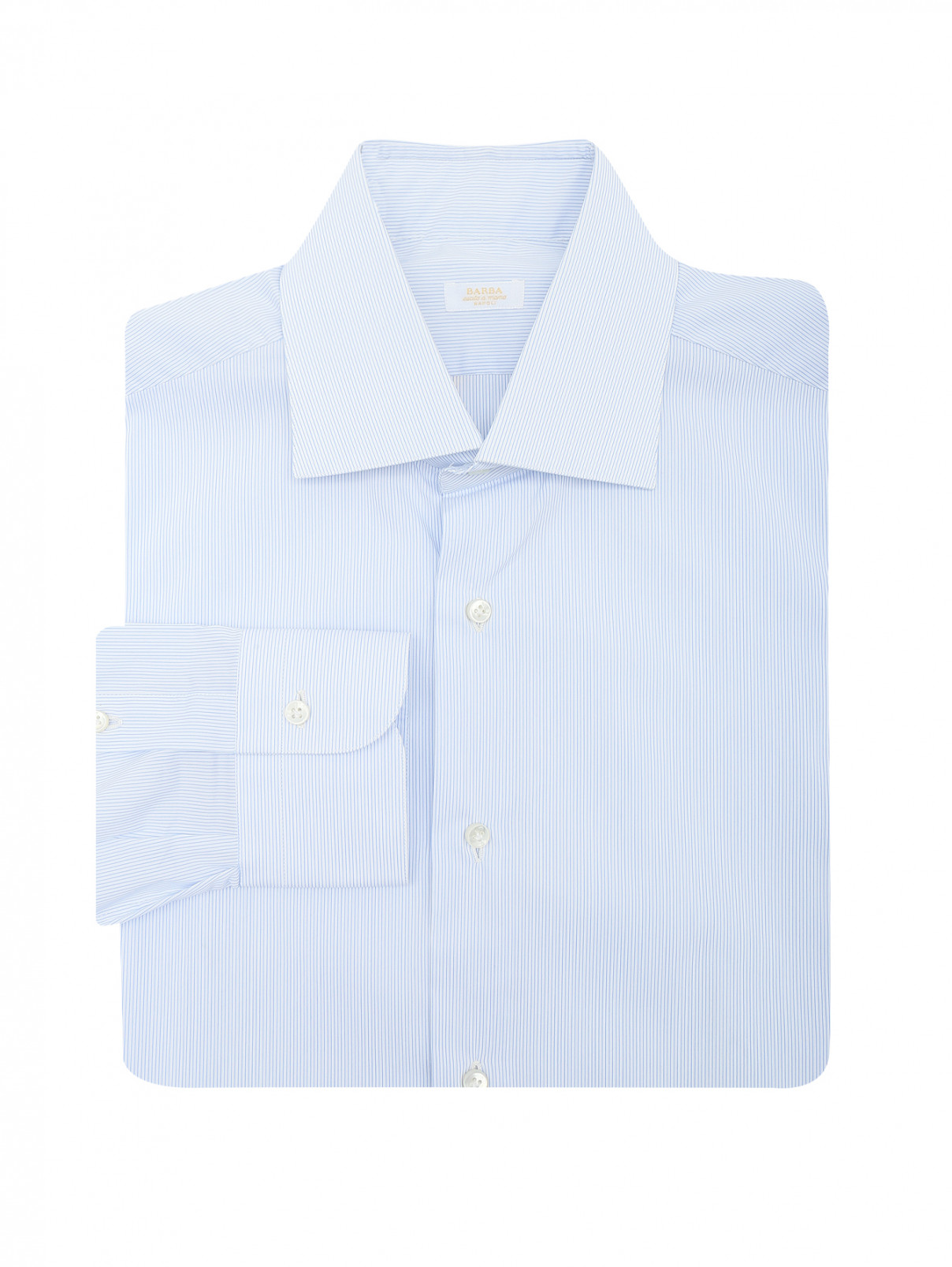 Рубашка из хлопка с узором "полоска" Barba Napoli  –  Общий вид  – Цвет:  Синий