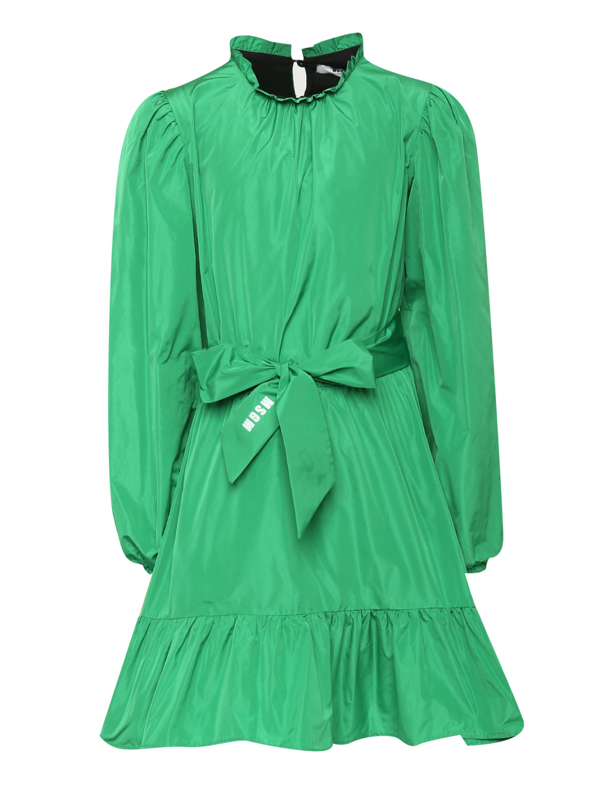 Однотонное платье с длинным рукавом MSGM  –  Общий вид  – Цвет:  Зеленый
