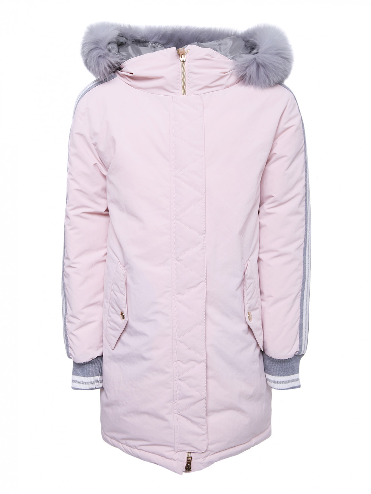 Куртка удлиненная с капюшоном Herno  –  Общий вид  – Цвет:  Розовый