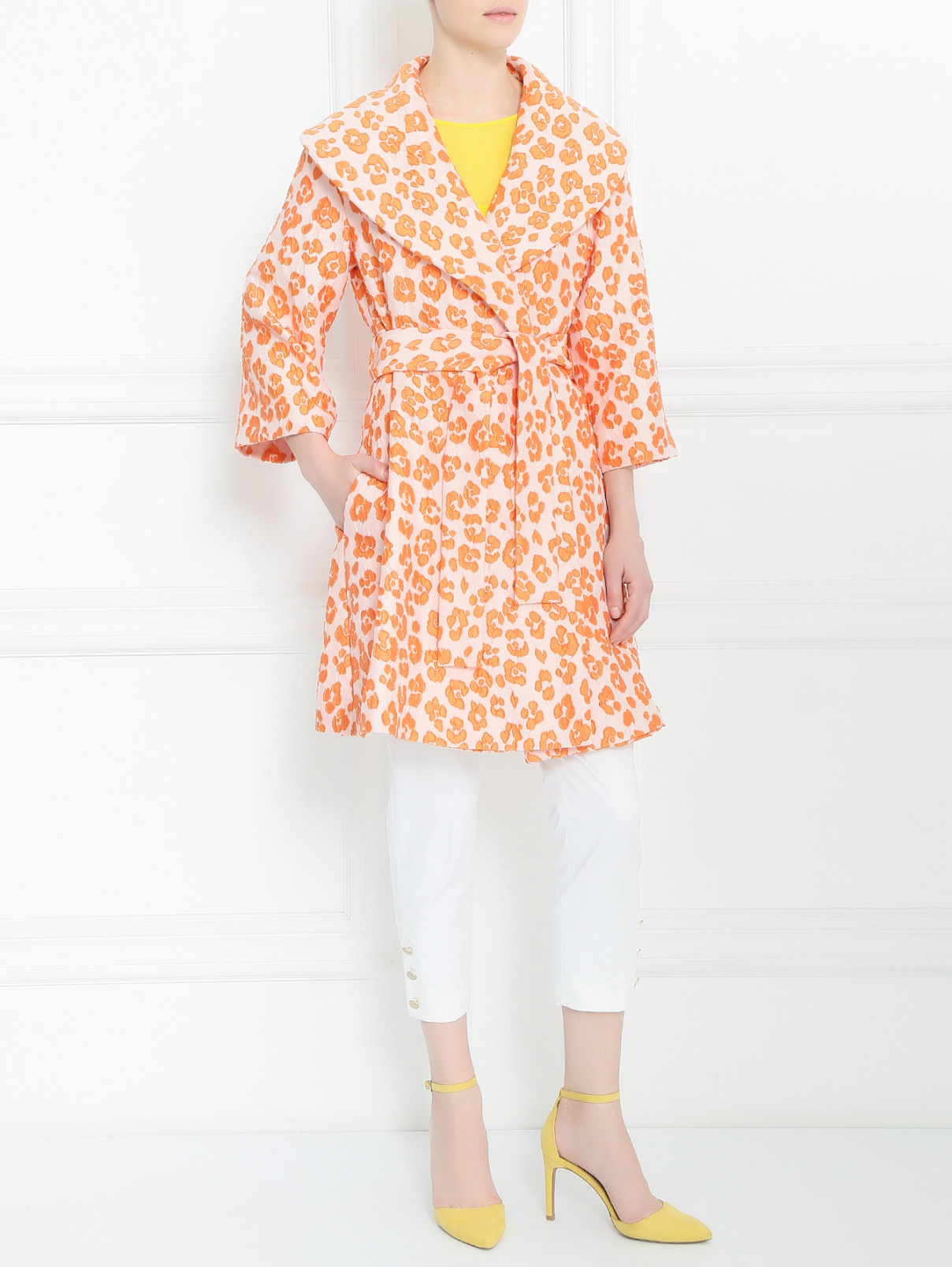 Пальто из смешанного хлопка с аппликацией Moschino  –  Модель Общий вид  – Цвет:  Оранжевый