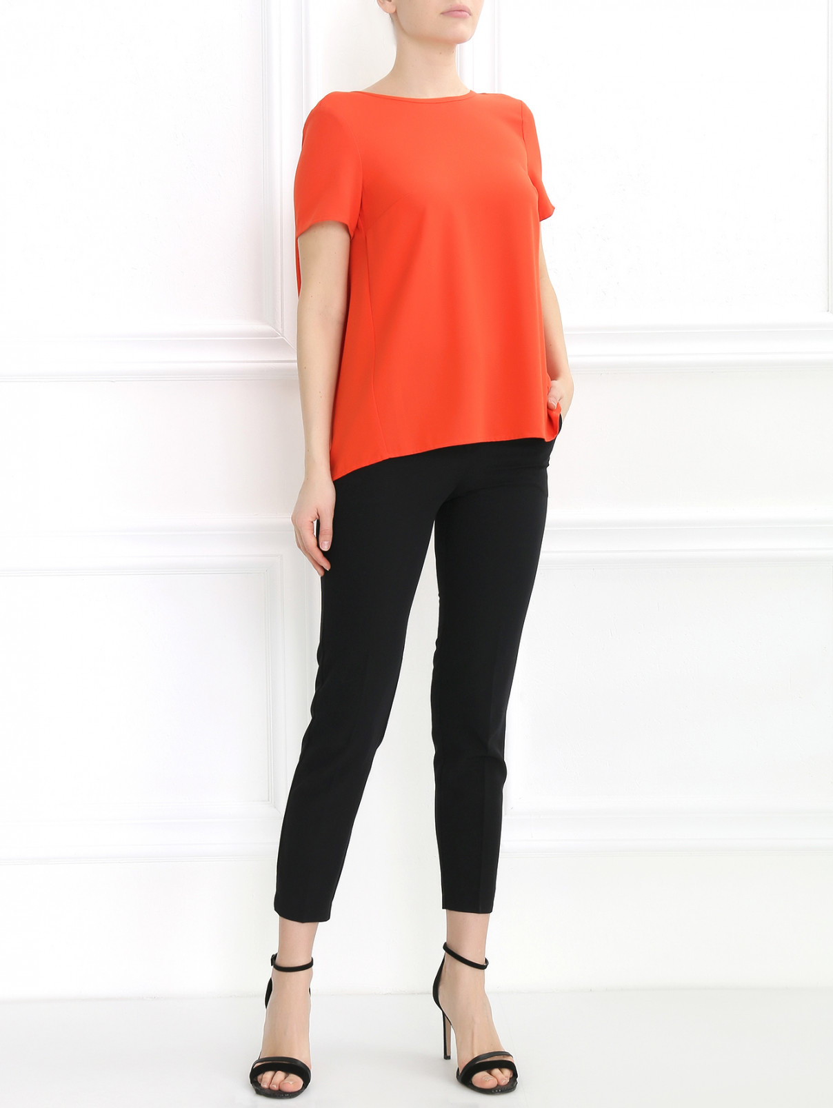 Блуза  из полиэстера с коротким рукавом Twisty Parallel Universe  –  Модель Общий вид  – Цвет:  Оранжевый