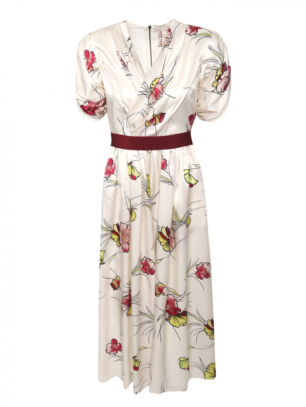 Платье-миди из шелка с принтом и контрастным поясом Antonio Marras  –  Общий вид