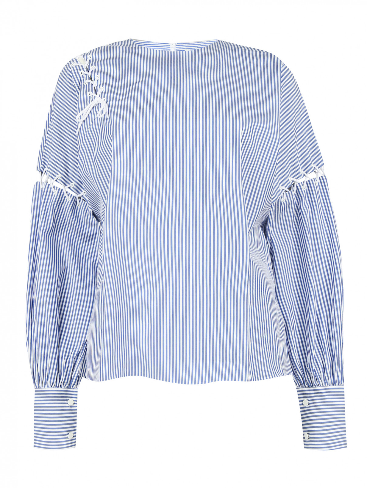 Блуза из хлопка с узором "полоска" TIBI  –  Общий вид  – Цвет:  Узор