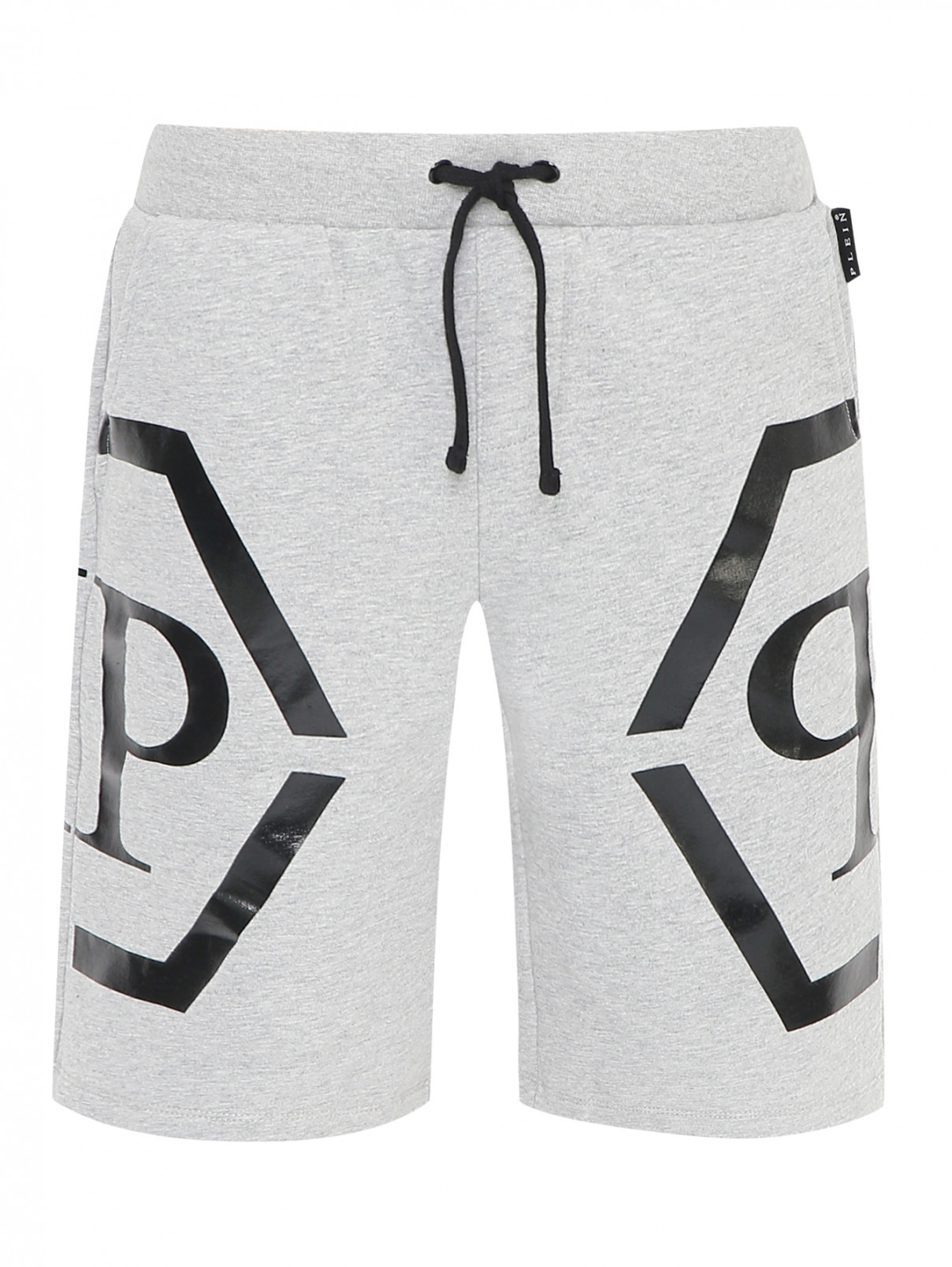 Хлопковые шорты с принтом Philipp Plein  –  Общий вид  – Цвет:  Серый