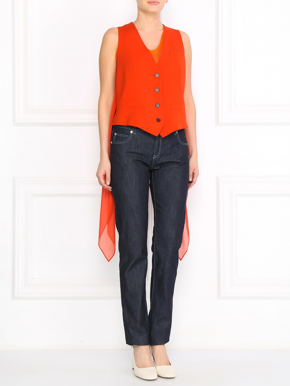 Жилет из шерсти со шлейфом Jean Paul Gaultier  –  Модель Общий вид  – Цвет:  Оранжевый