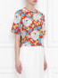 Блуза из шелка укороченная ,цветочный принт Diane von Furstenberg  –  МодельВерхНиз