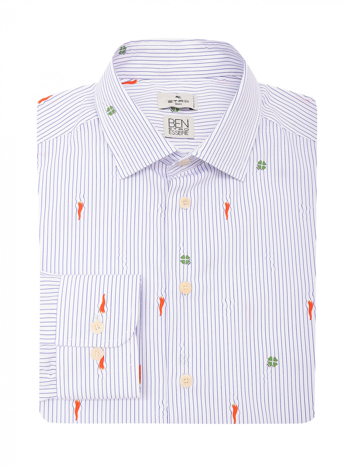 Рубашка из хлопка с узором Etro  –  Общий вид  – Цвет:  Белый