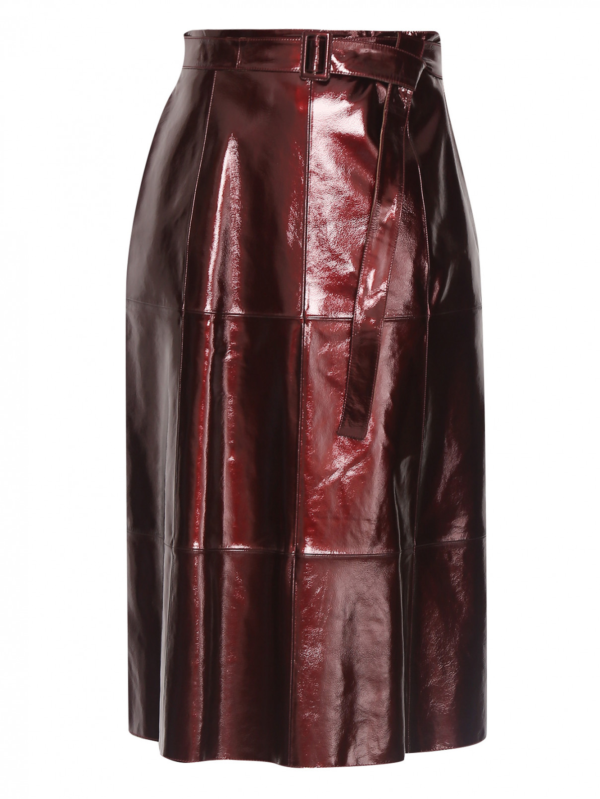 Юбка-миди из лаковой кожи Marina Rinaldi  –  Общий вид  – Цвет:  Красный