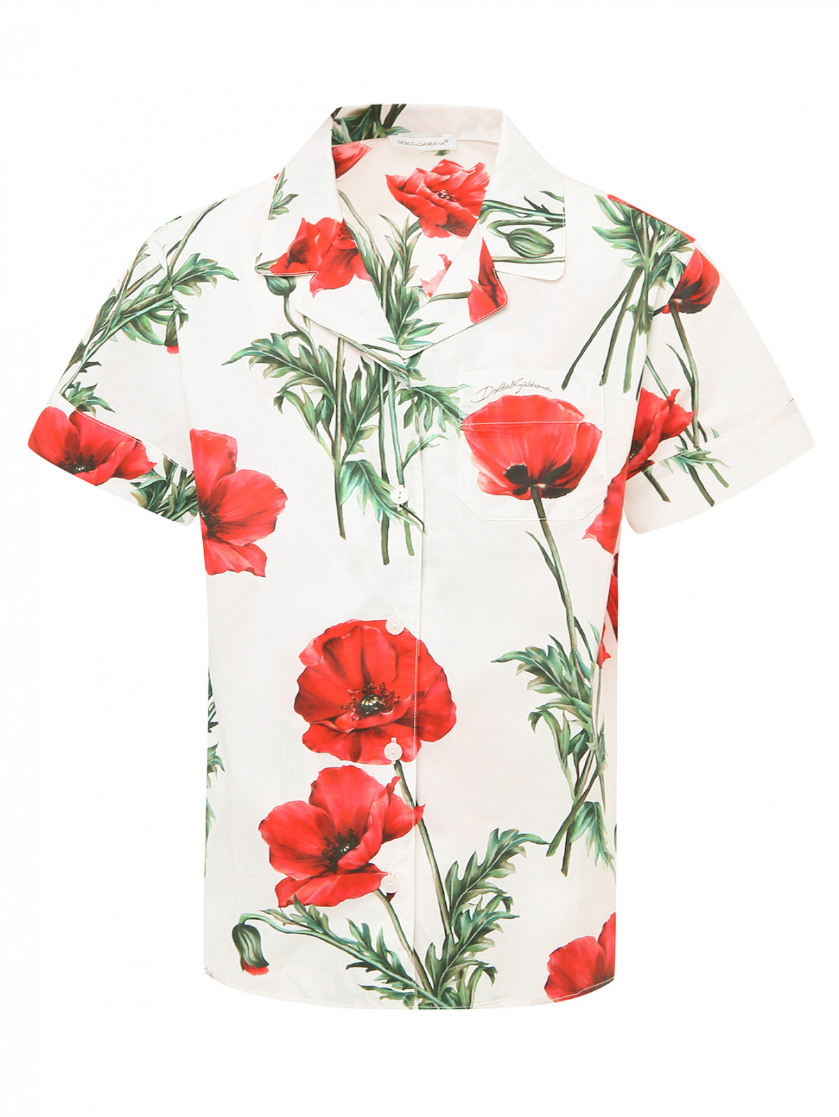 Хлопковая блуза с цветочным узором Dolce & Gabbana  –  Общий вид  – Цвет:  Узор