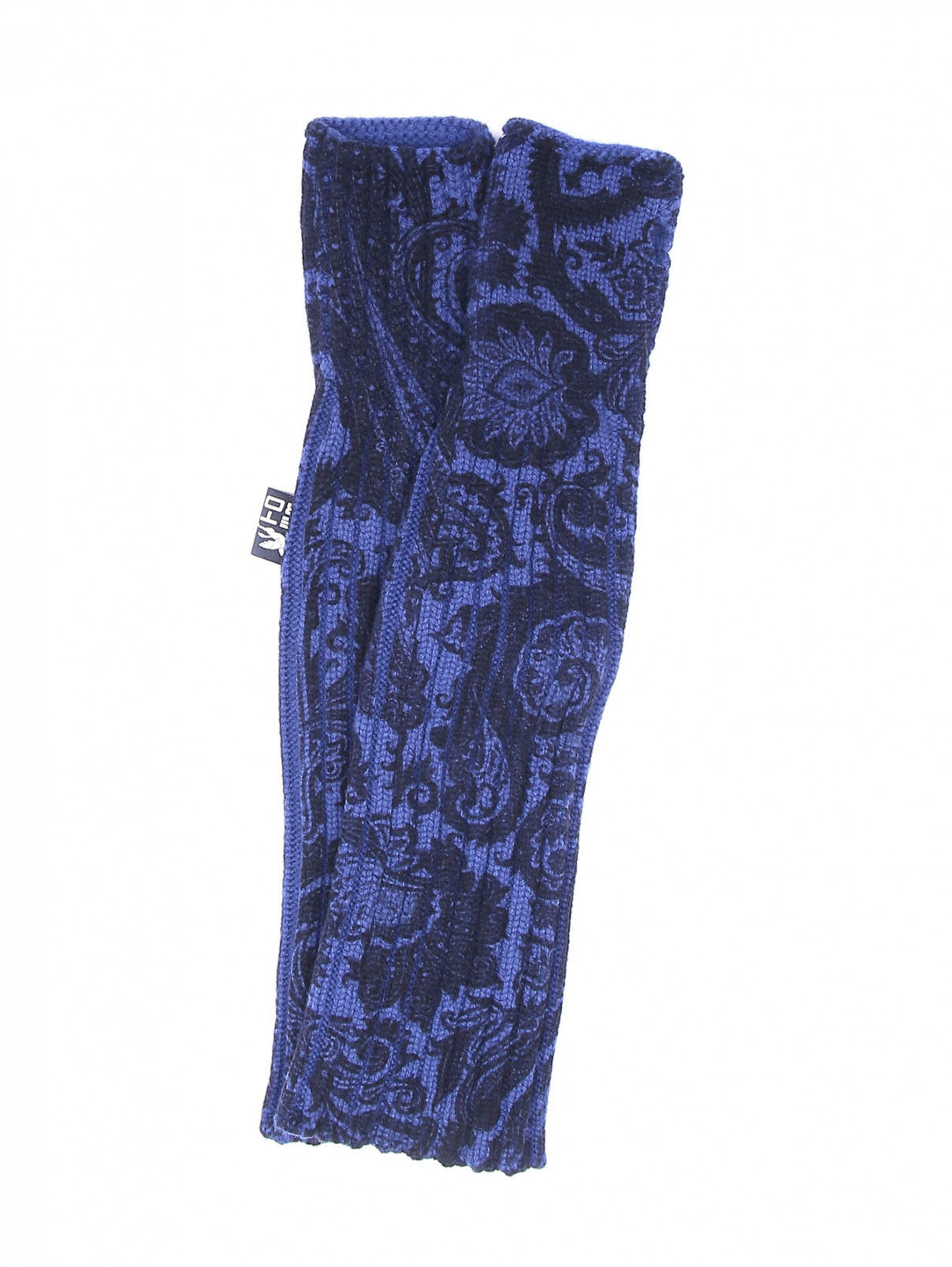 Митенки из шерсти с узором Etro  –  Общий вид  – Цвет:  Синий