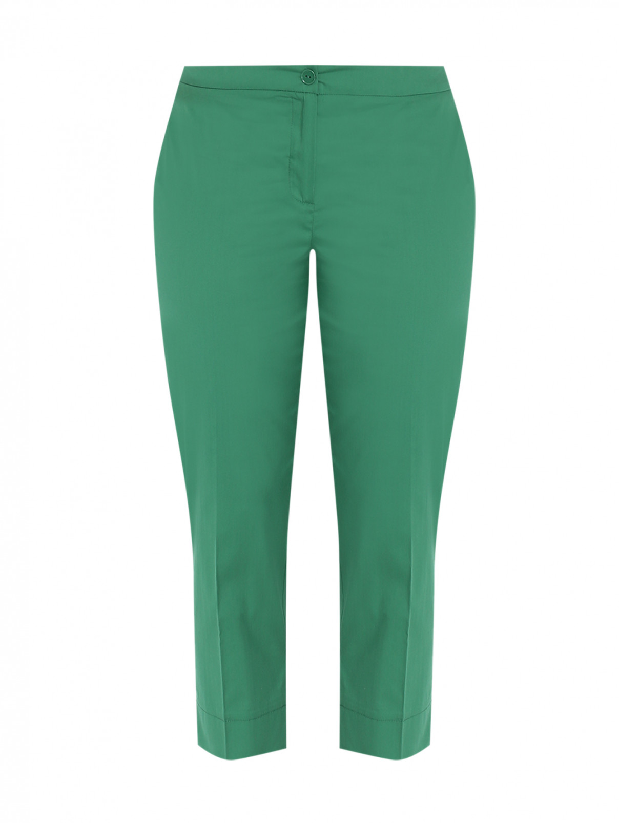 Укороченные брюки из смешанного хлопка на резинке Persona by Marina Rinaldi  –  Общий вид  – Цвет:  Зеленый