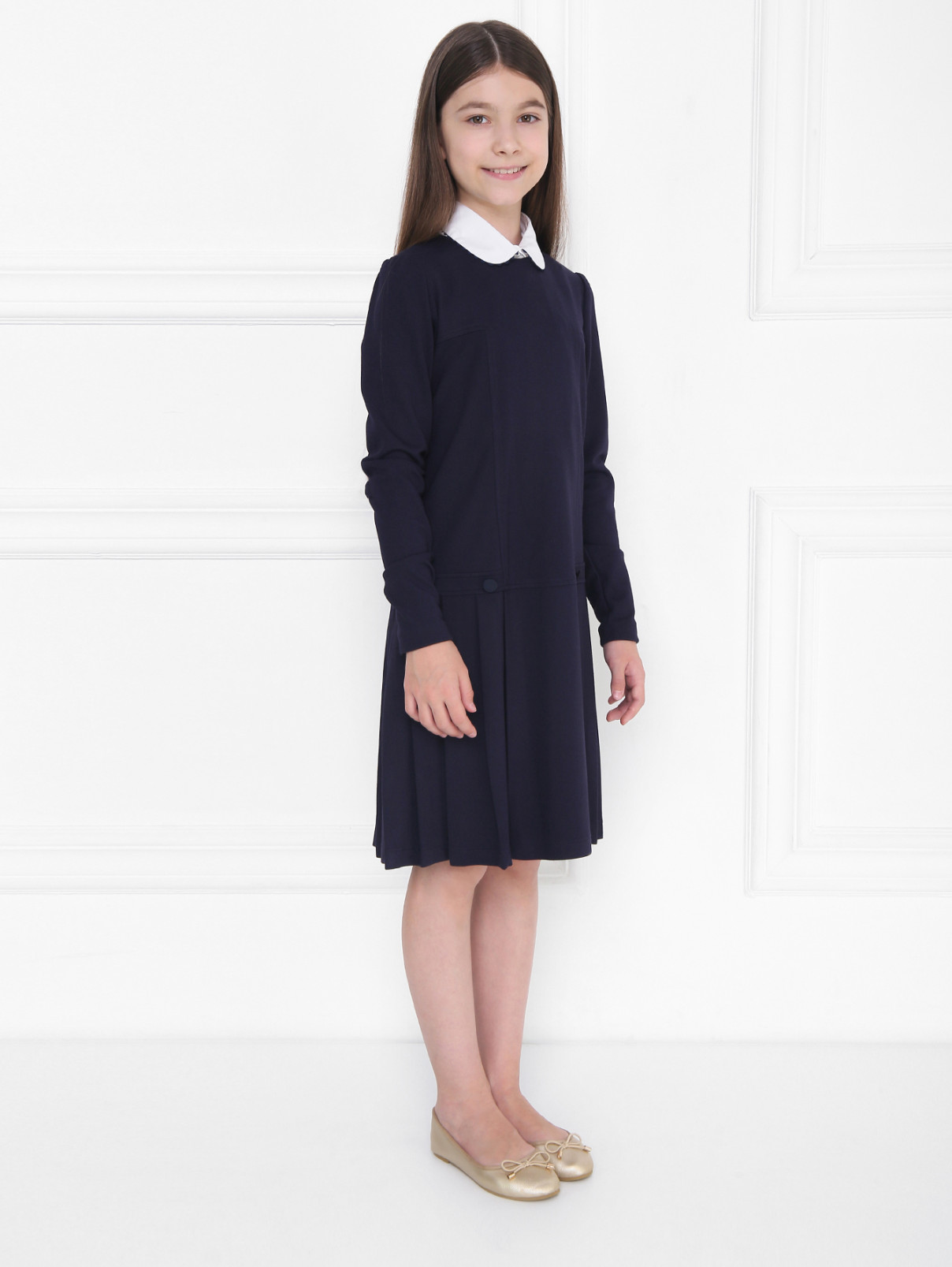 Платье трикотажное со съемной манишкой Aletta Couture  –  МодельВерхНиз  – Цвет:  Синий