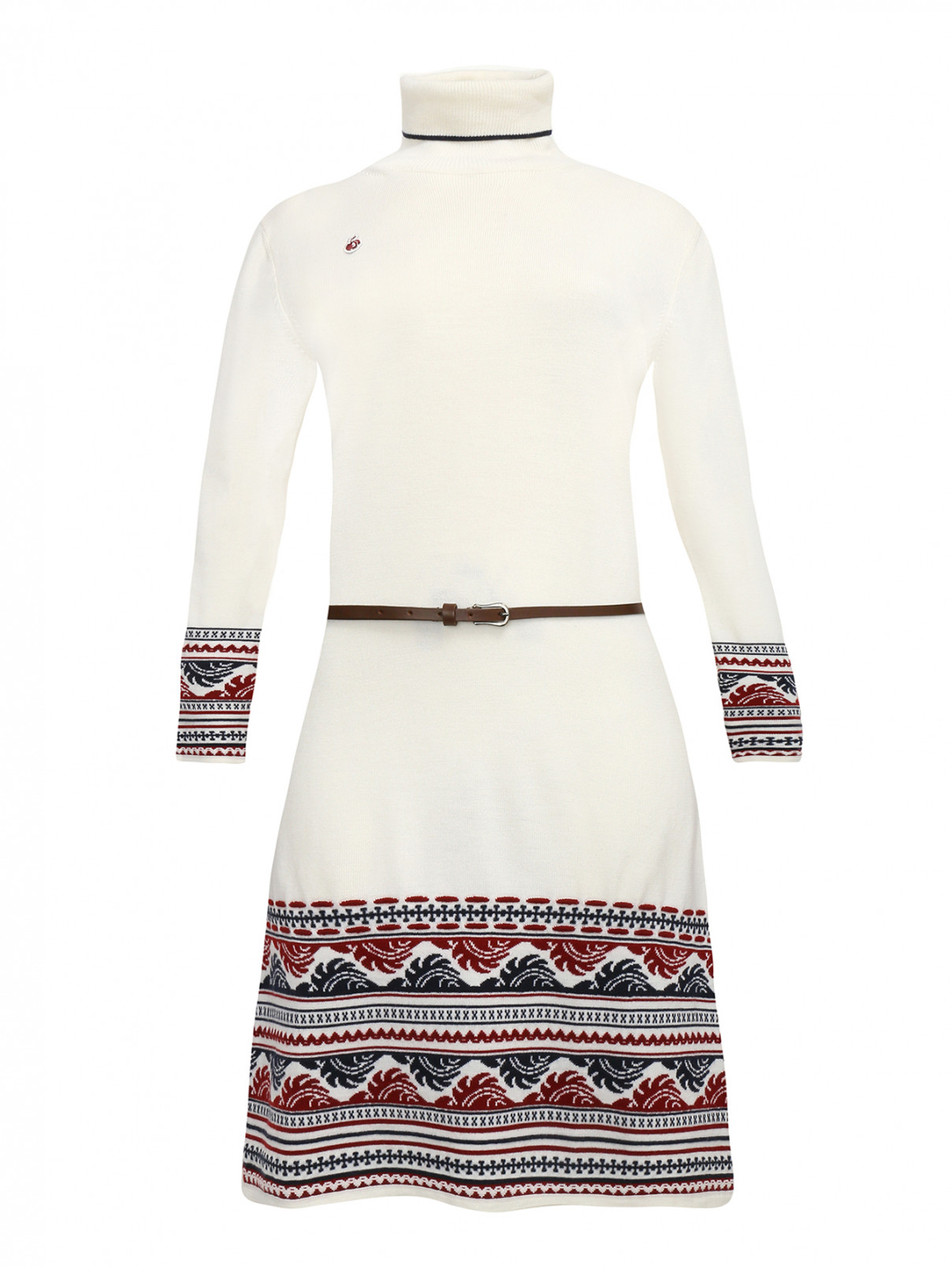 Трикотажное платье с воротом BOSCO  –  Общий вид  – Цвет:  Белый