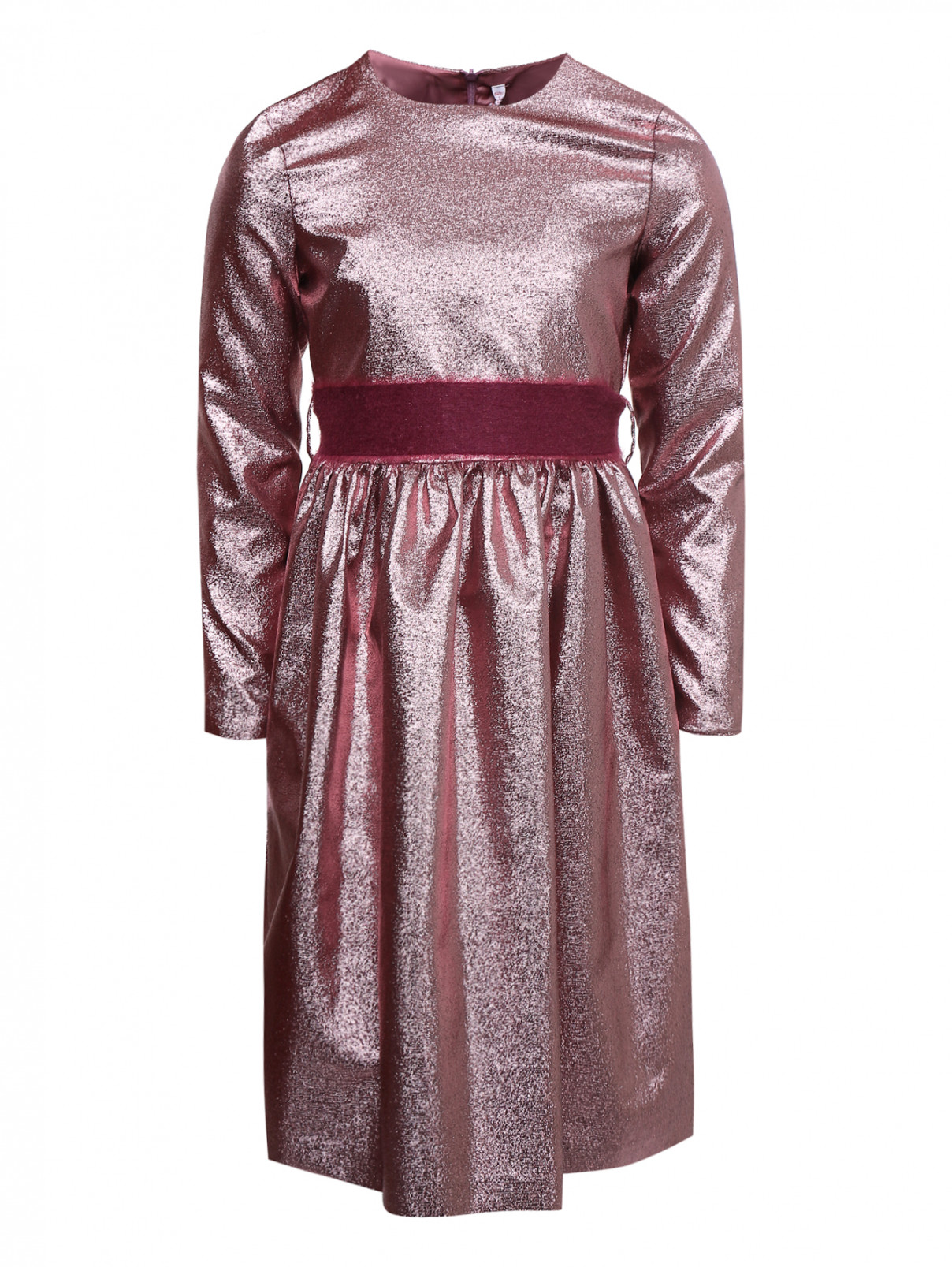 Платье из ткани ламэ с поясом Il Gufo  –  Общий вид  – Цвет:  Розовый
