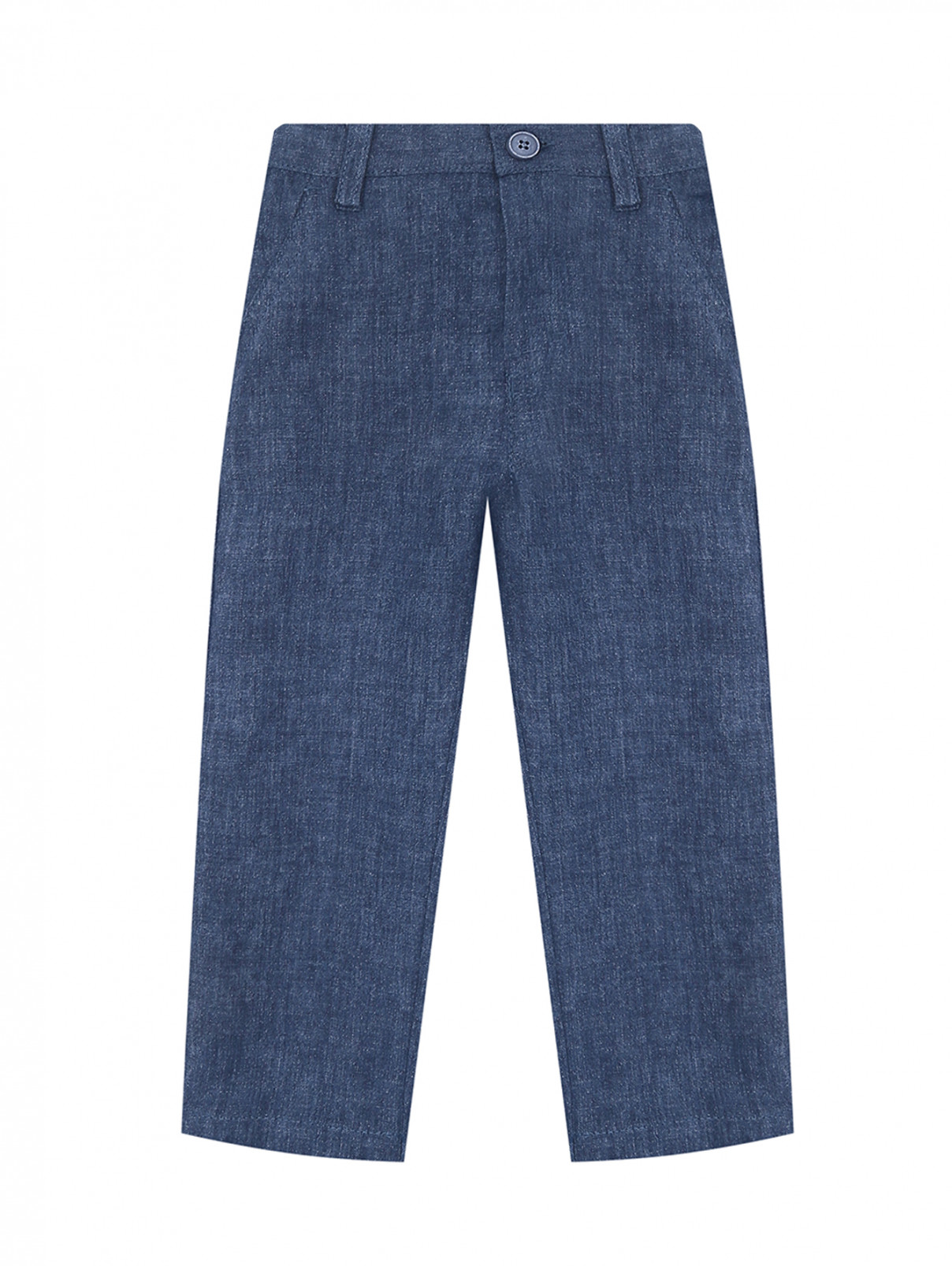 Однотонные брюки изо льна с карманами Il Gufo  –  Общий вид  – Цвет:  Синий