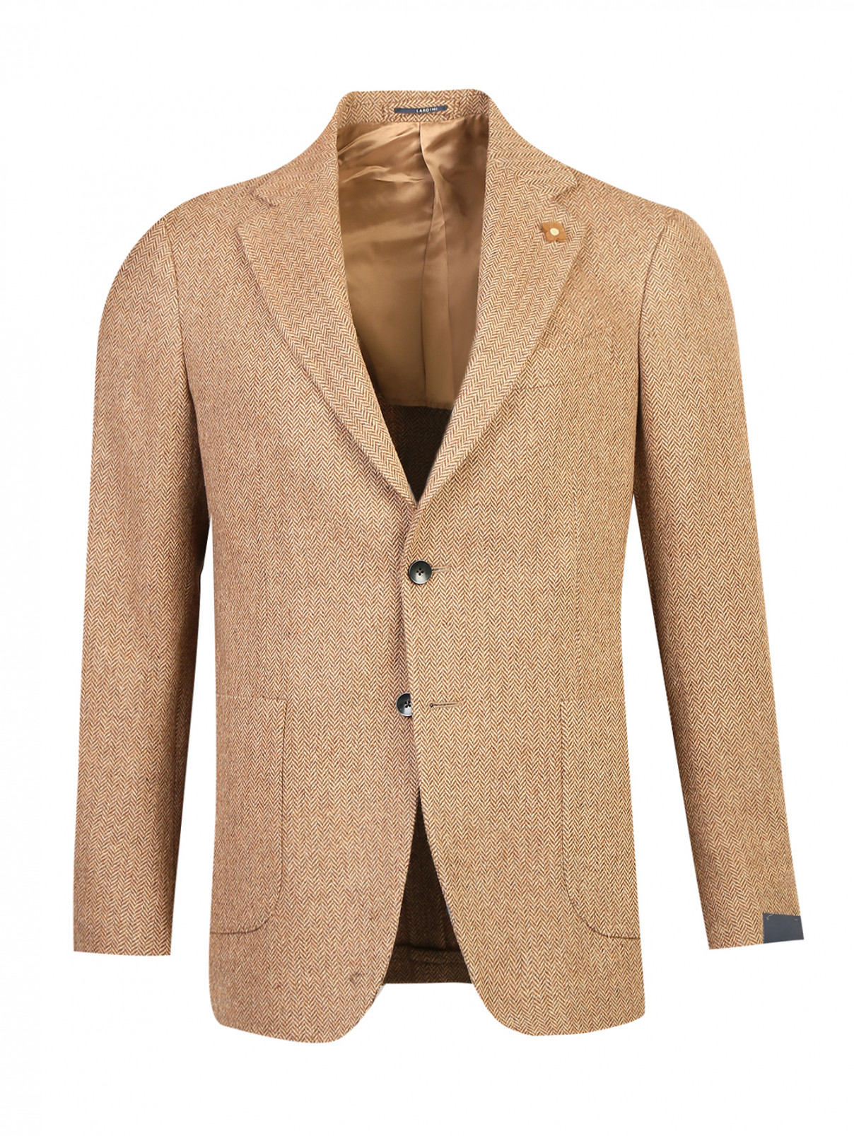 Пиджак однобортный из шерсти LARDINI  –  Общий вид  – Цвет:  Коричневый