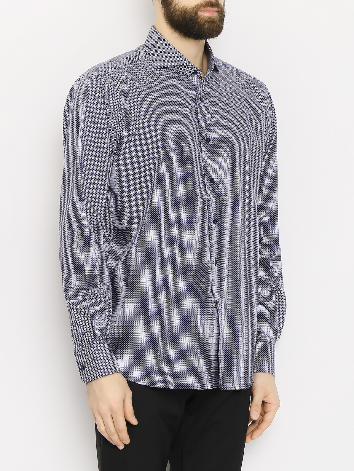 Рубашка из хлопка с узором Lagerfeld  –  МодельВерхНиз  – Цвет:  Узор