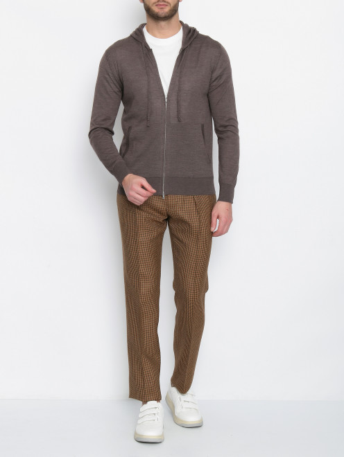 Брюки из шерсти с узором LARDINI - МодельОбщийВид