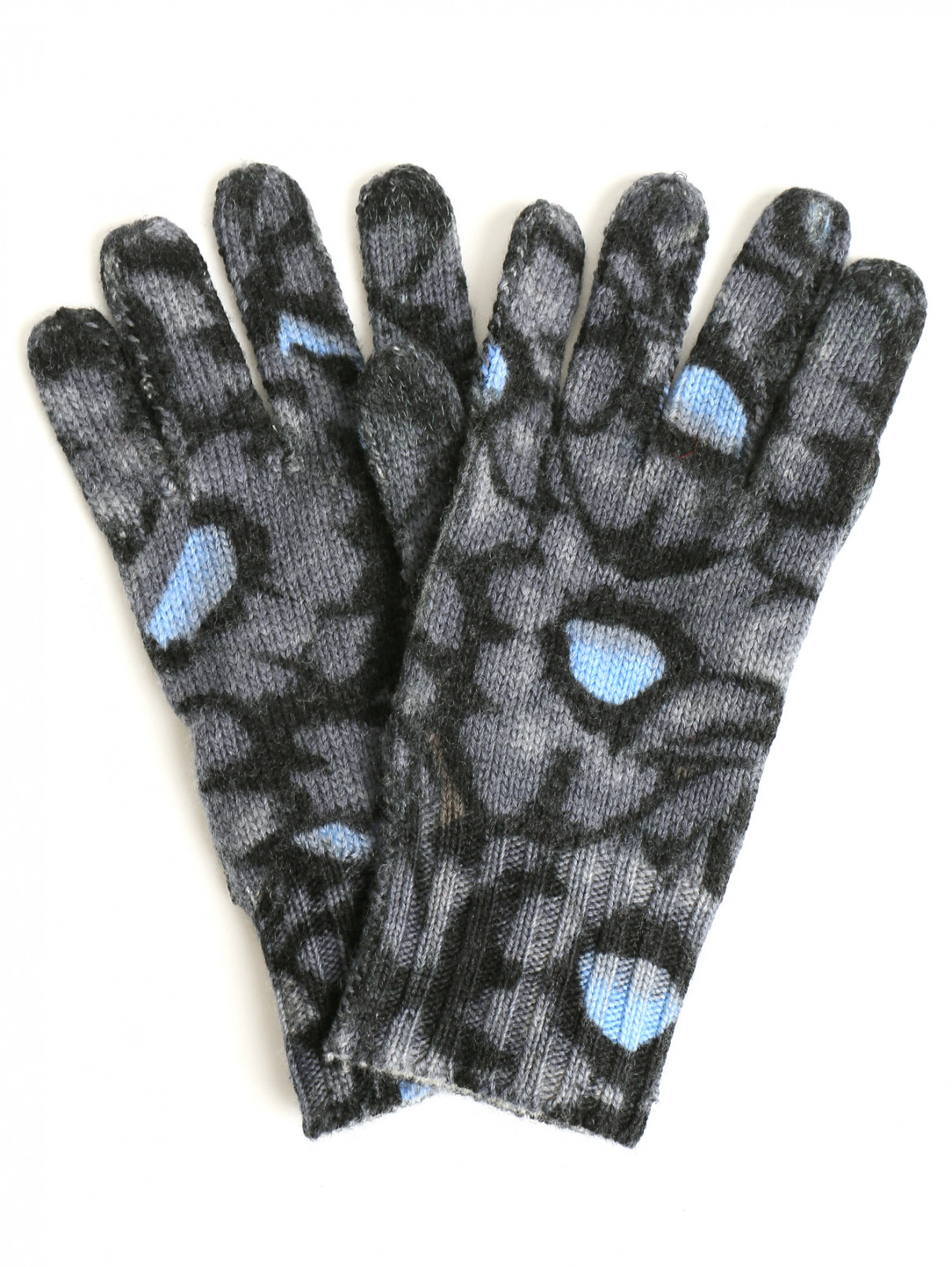 Перчатки из шерсти с узором Kenzo  –  Общий вид  – Цвет:  Серый