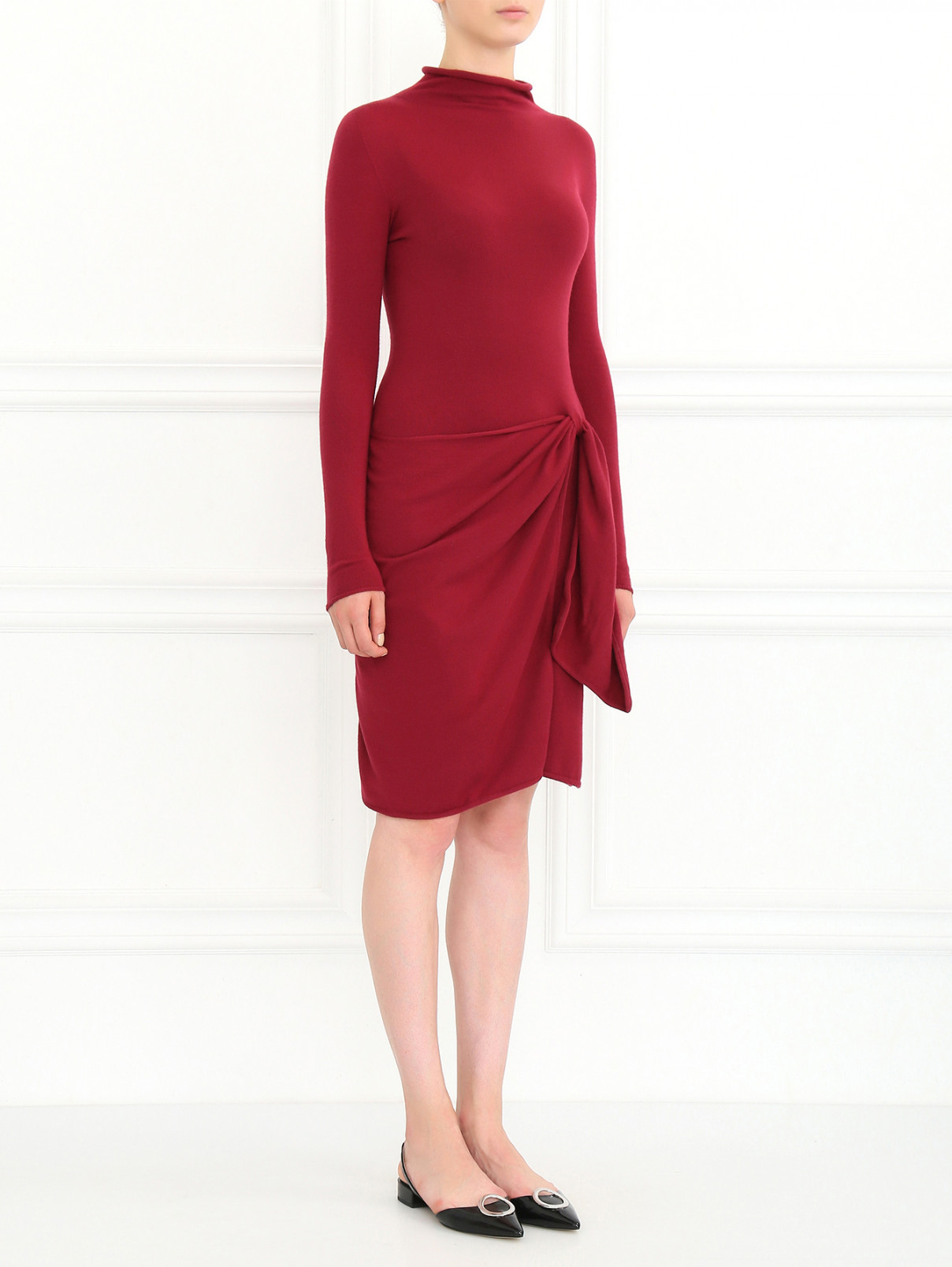Трикотажное платье с драпировкой Emporio Armani  –  Модель Общий вид  – Цвет:  Красный