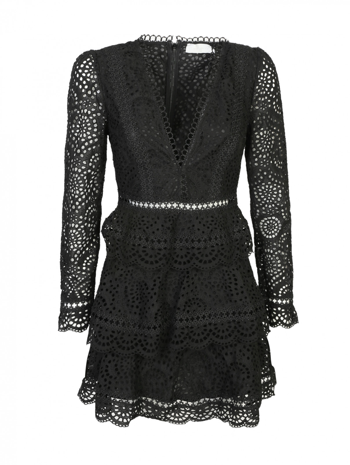 Платье кружевное, из хлопка Zimmermann  –  Общий вид  – Цвет:  Черный