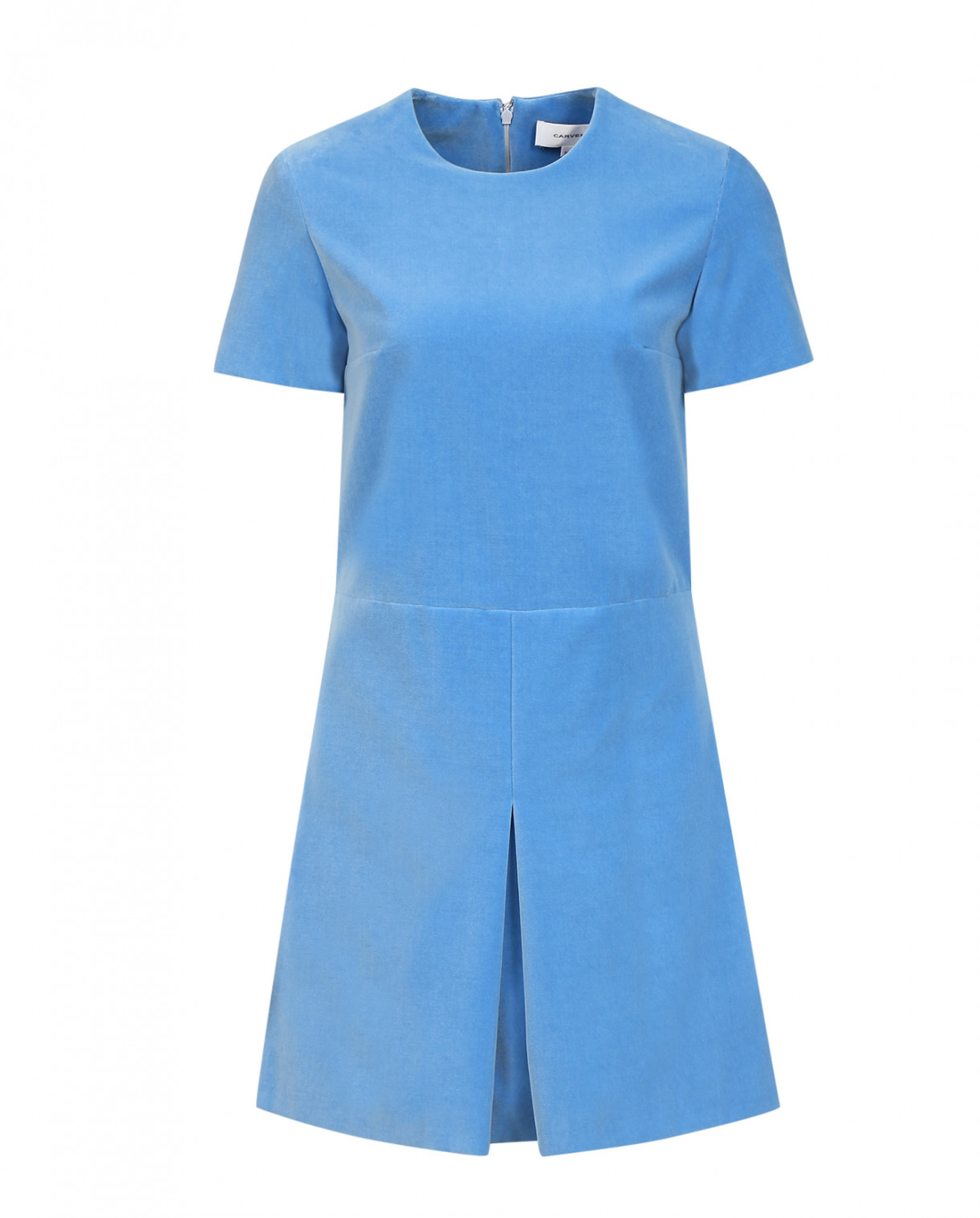 Бархатное платье-мини Carven  –  Общий вид  – Цвет:  Синий