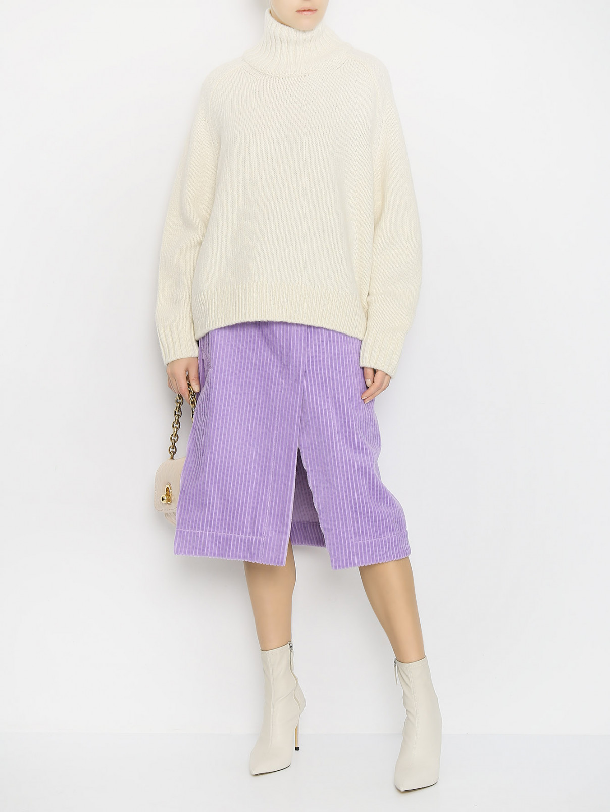 Вельветовая юбка-миди с разрезами 3.1 Phillip Lim  –  МодельОбщийВид  – Цвет:  Фиолетовый