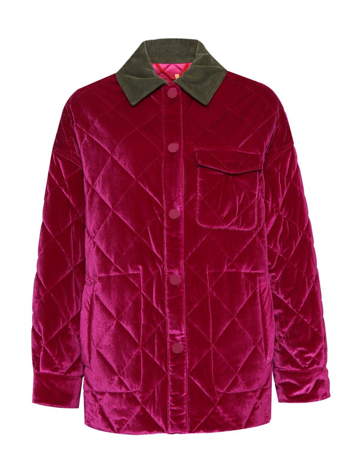 Стеганая куртка на кнопках Max&Co  –  Общий вид  – Цвет:  Розовый